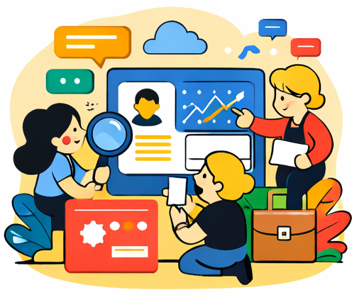 Illustration of a CRM solution being designed and built